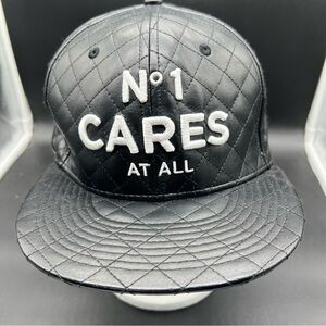 Reason Quilted Leather Snapback Hat N°1 Cares At All Black Adjustable Streetwear